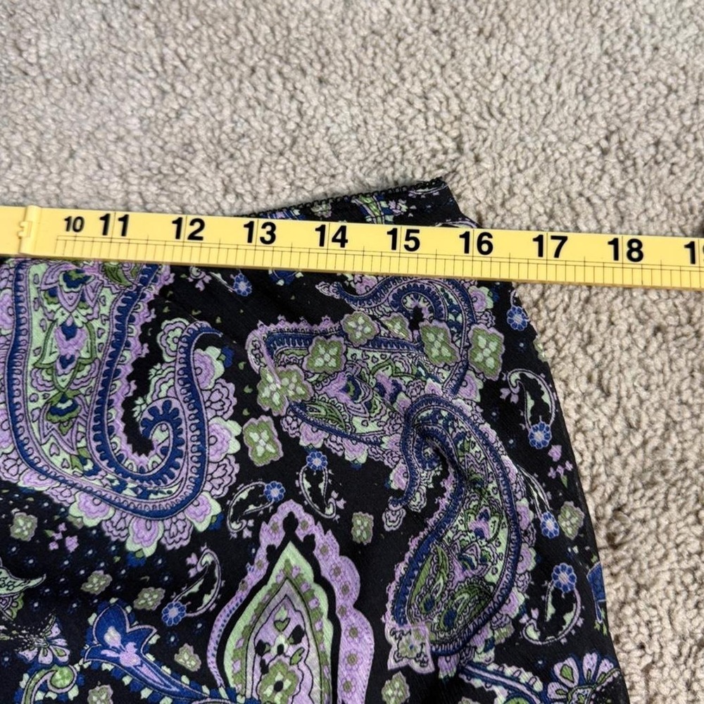 Y2K Paisley Ruffle Skirt Black Green Purple Boho Fairycore Midi Maxi - Picture 5 of 6